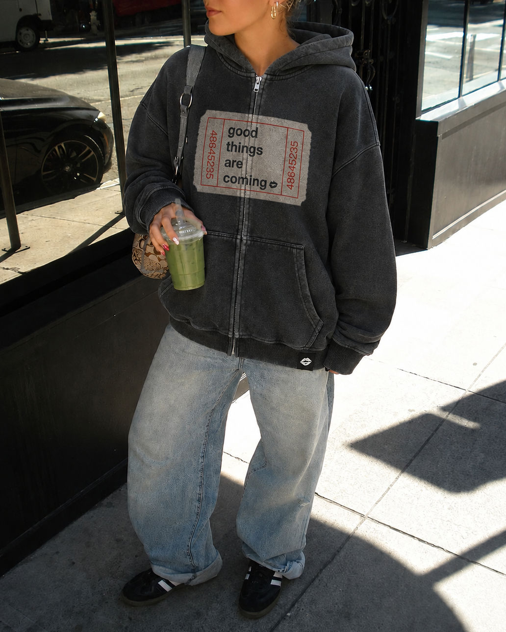 Good Things Zip-Up Hoodie - Washed Charcoal