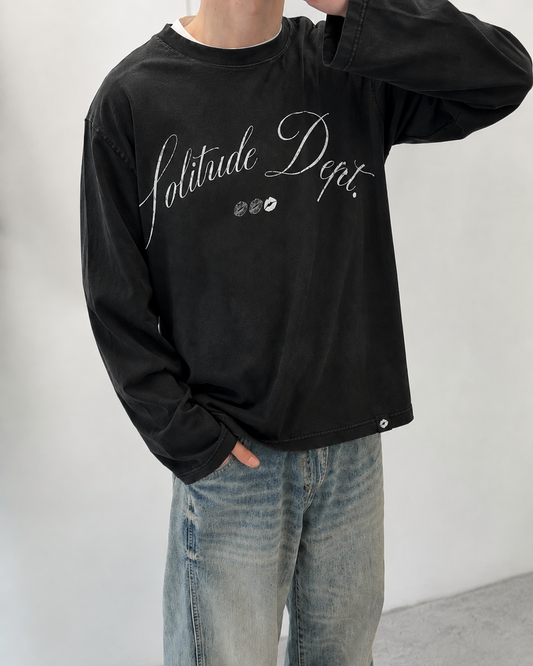 Solitude Dept Longsleeve Tee - Washed Charcoal