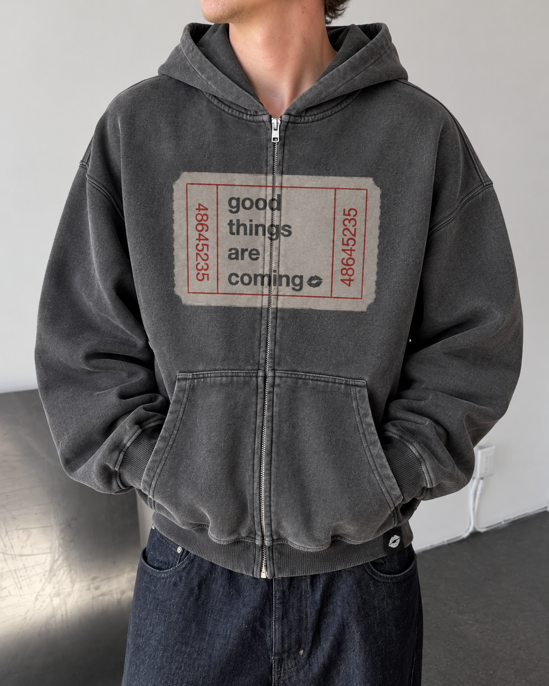 Good Things Zip-Up Hoodie - Washed Charcoal